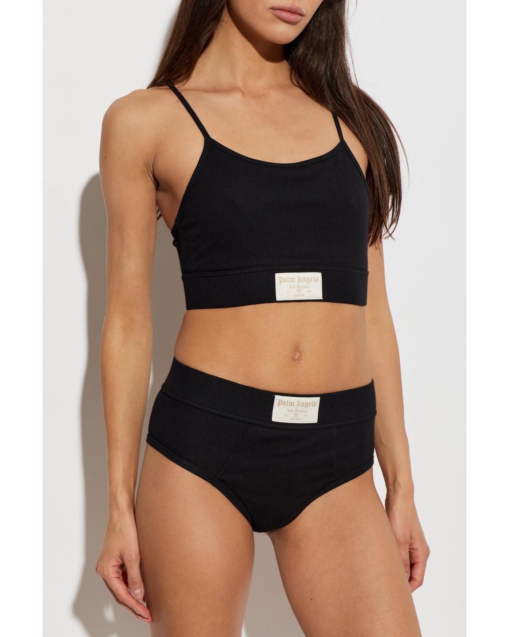 Palm Angels Black Cotton Lingerie Top