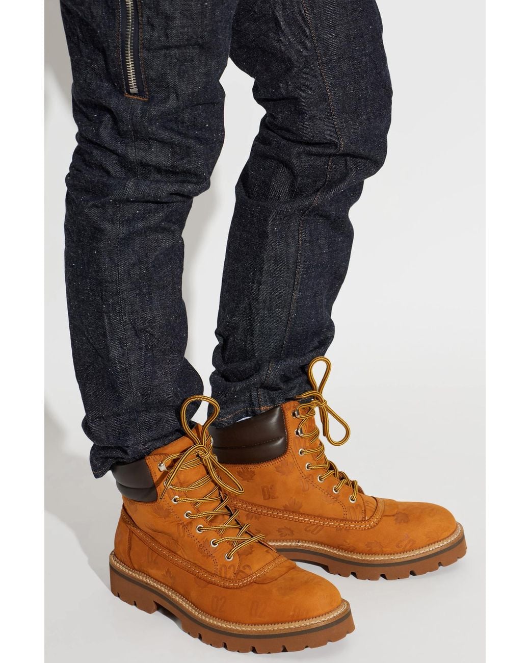 DSquared² Brown Leather Shoes "D2 Monogram" for men