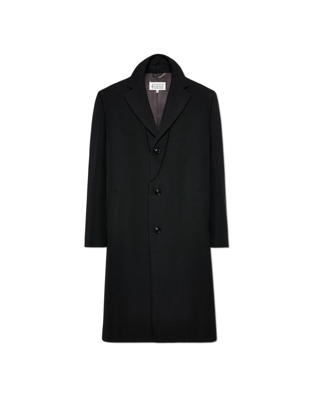 Maison Margiela Black Wool Coat With Raw-Edge Finish for men