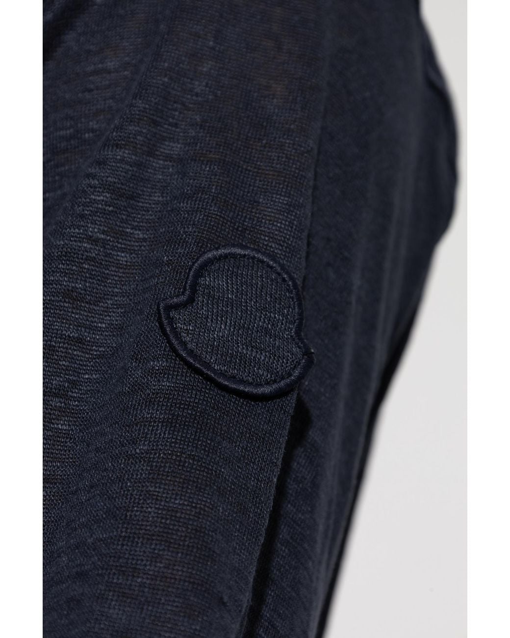 Moncler Blue Linen Polo for men