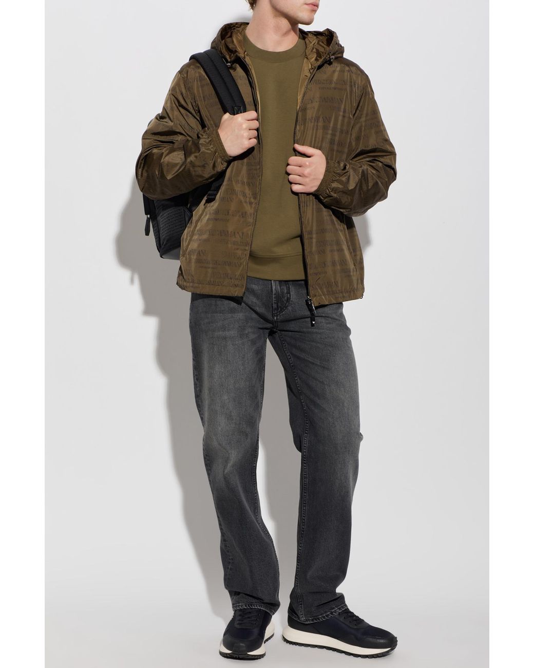 Emporio Armani Green Sweatshirt With Embossed Logo for men
