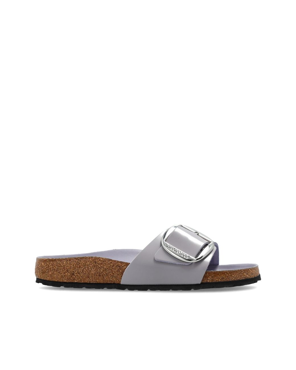 Birkenstock White 'Madrid Big Buckle' Slides