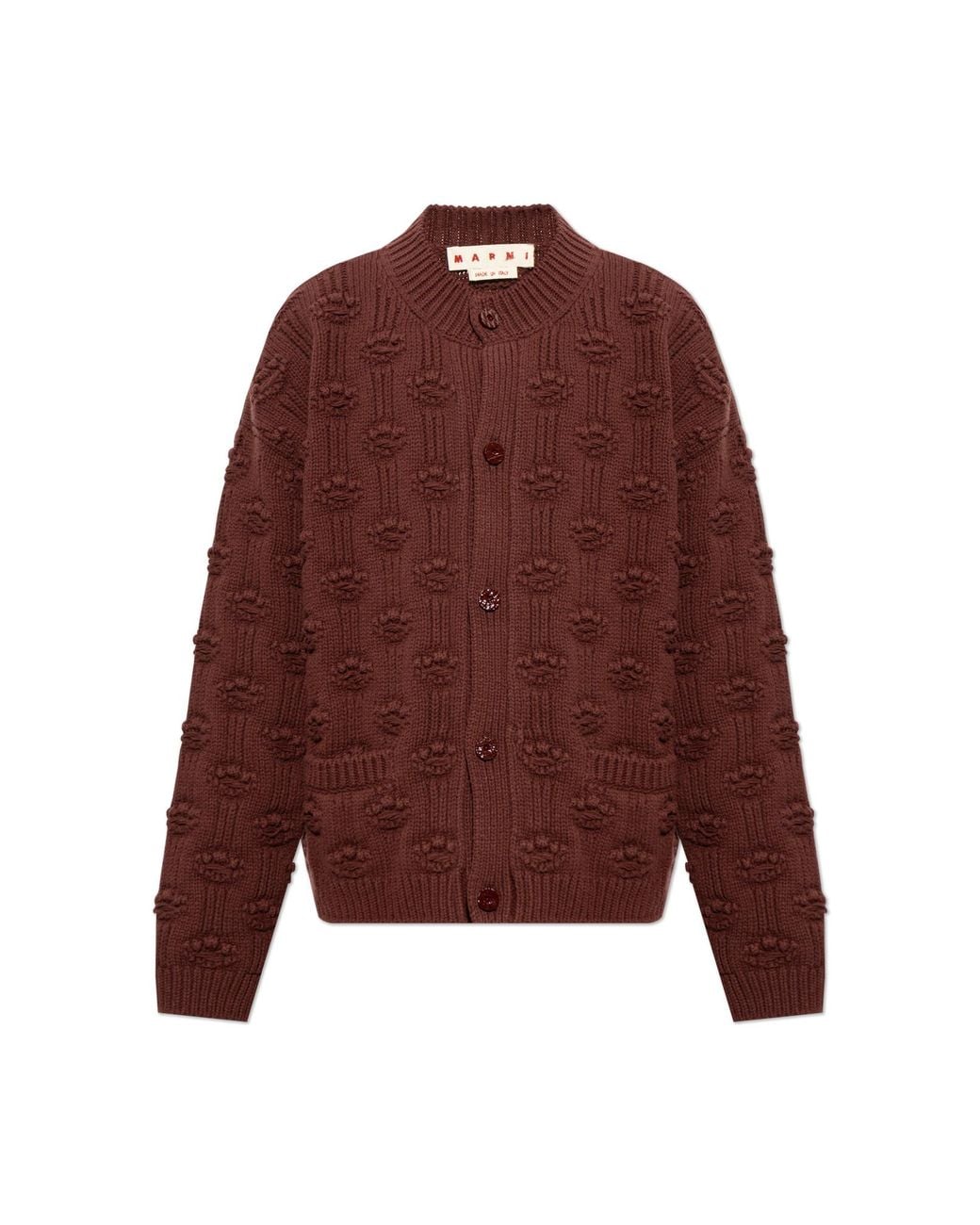 Marni Red Wool Cardigan With Pockets for men
