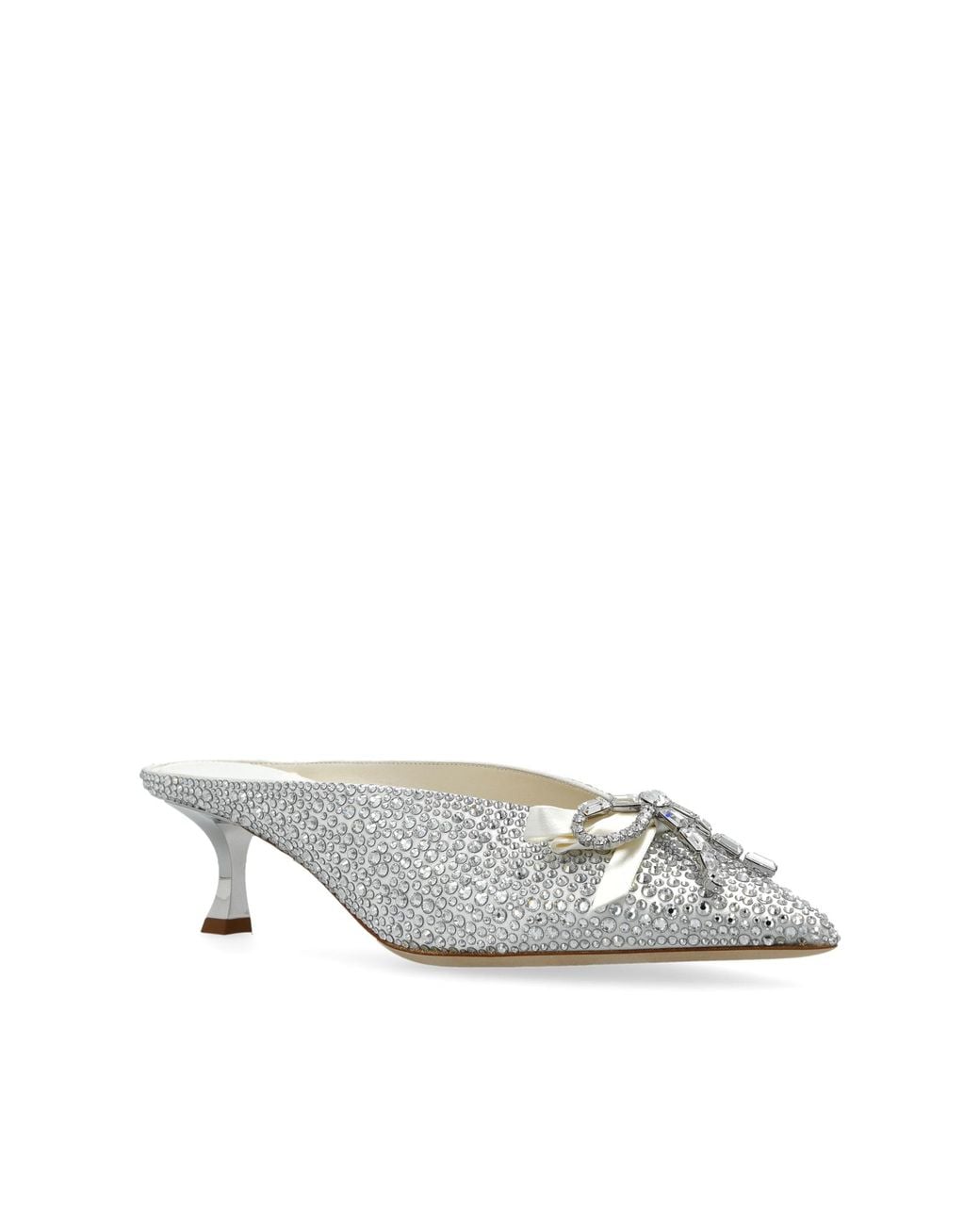 Jimmy Choo White Heeled Mules 'Auria'