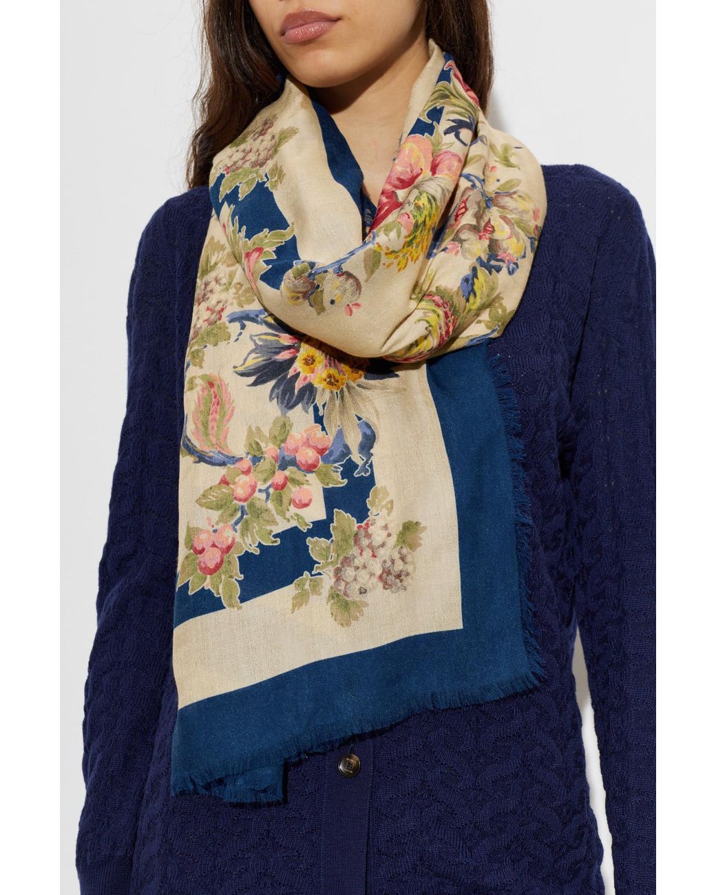 Etro Blue Scarf With Raw Edge