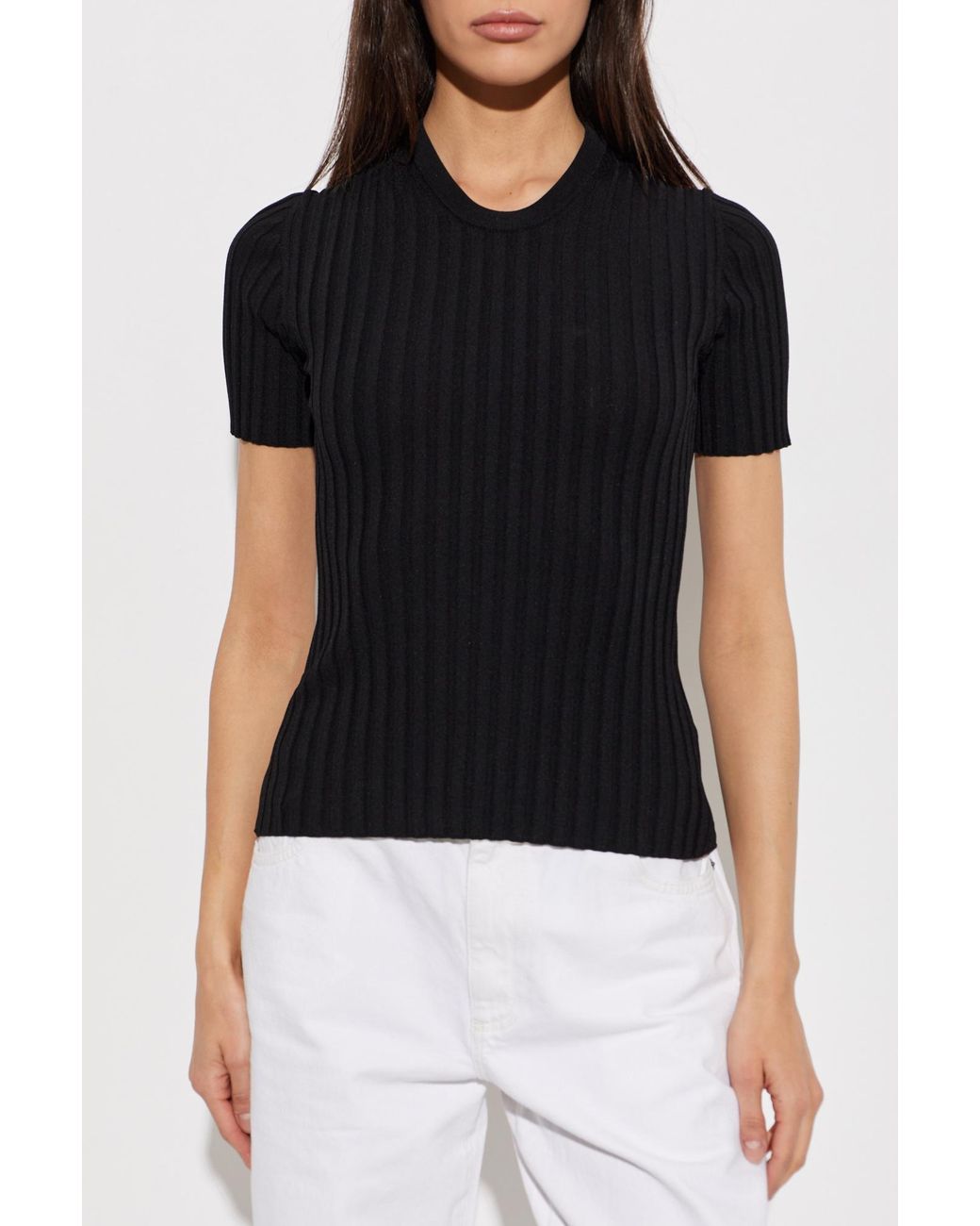 AMI Black Pleated Top