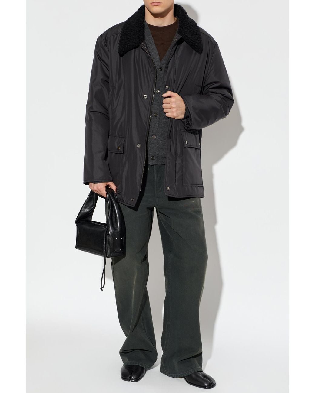 Maison Margiela Black Wool Cardigan With Pockets for men