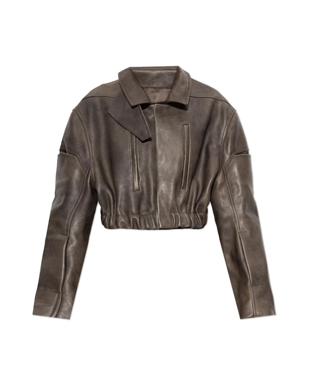 Rick Owens Brown Short Leather Jacket
