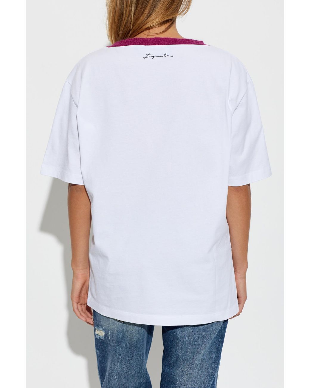 DSquared² White Cotton T-Shirt With Embroidered Logo