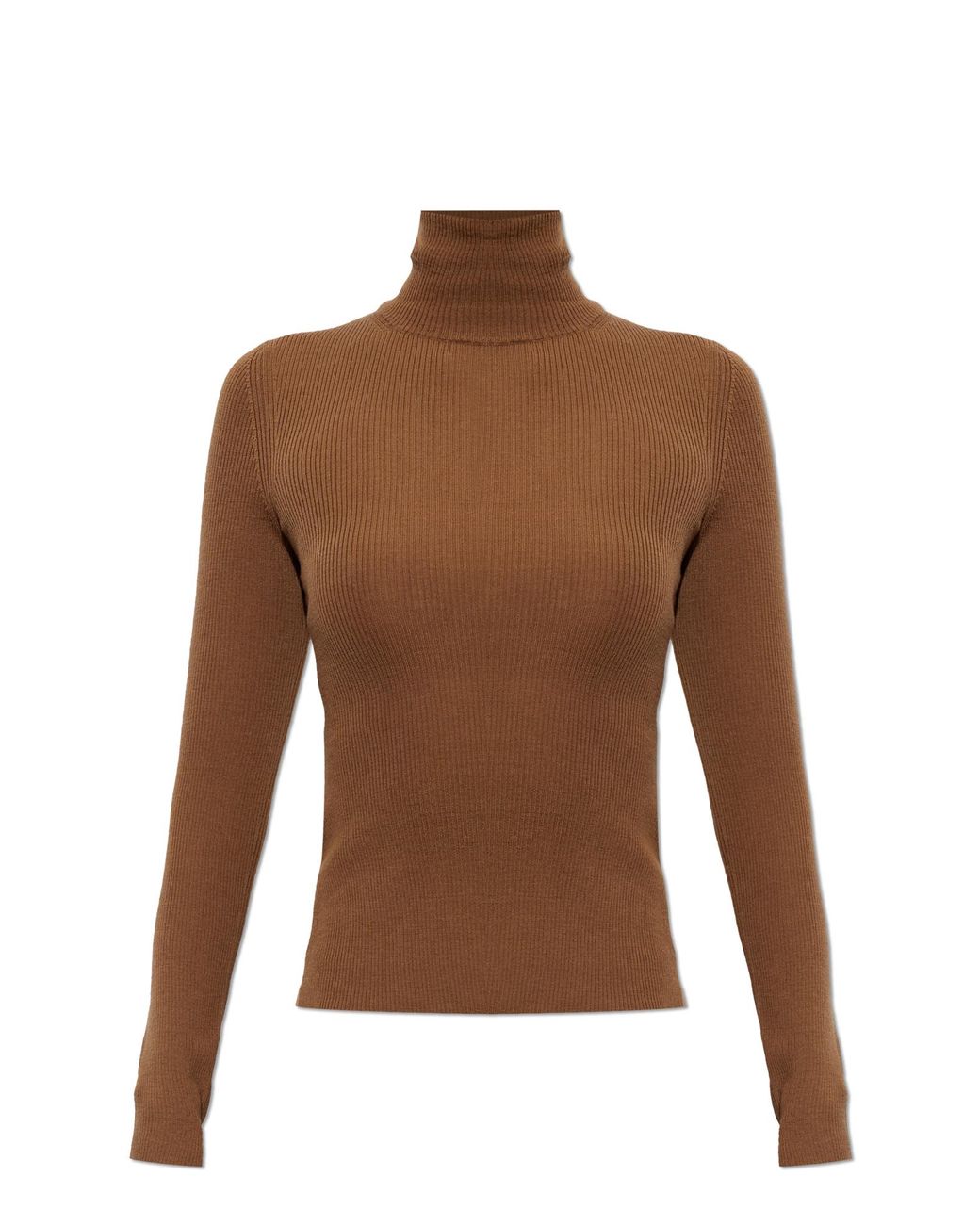 Max Mara Brown Wool Turtleneck Sweater 'Cavallo'