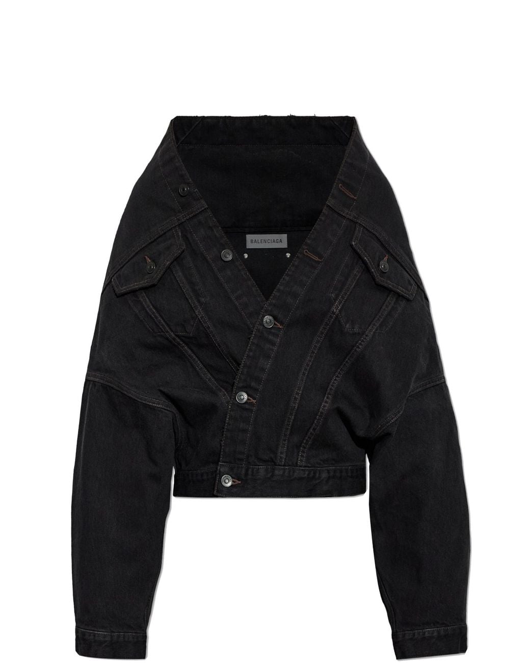 Balenciaga Black Vintage-Effect Denim Jacket
