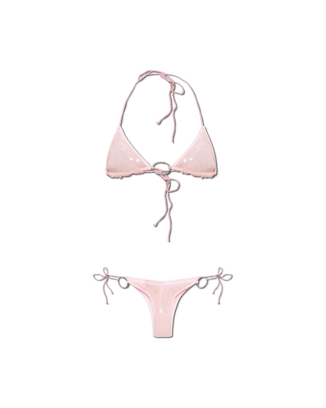 Oseree Pink Two-Piece Sequin Swimsuit
