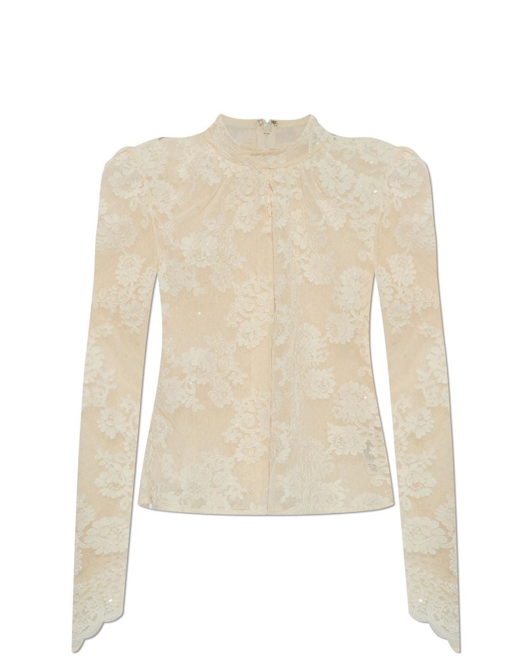 Self-Portrait White Lace Top With Shimmering Sequins