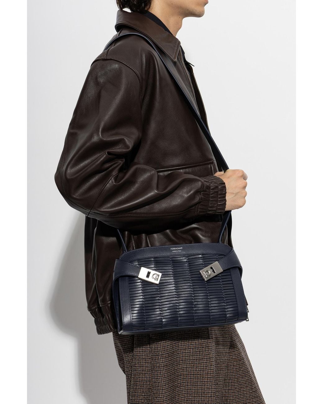 Ferragamo Blue 'Hug' Bag for men