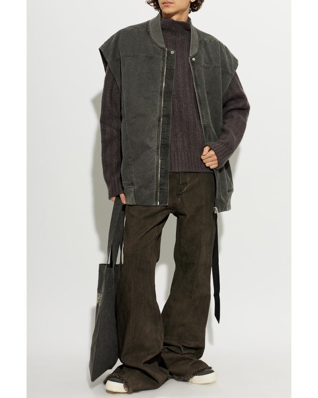 Rick Owens Gray Oversized Denim Vest for men