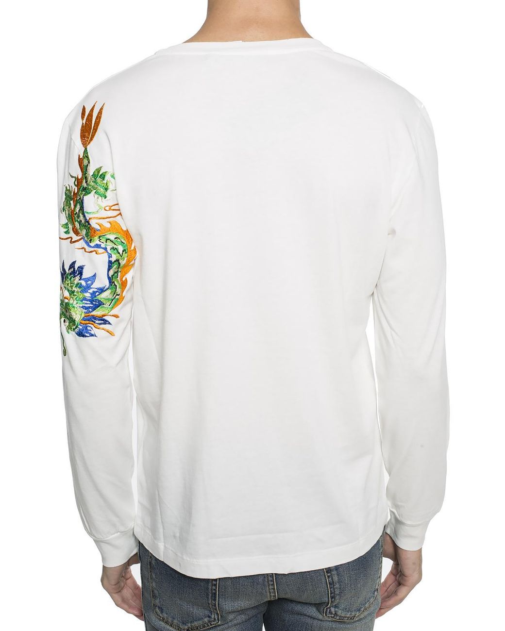 Gucci Dragon-embroidered Cotton Long-sleeve T-shirt in White for Men | Lyst