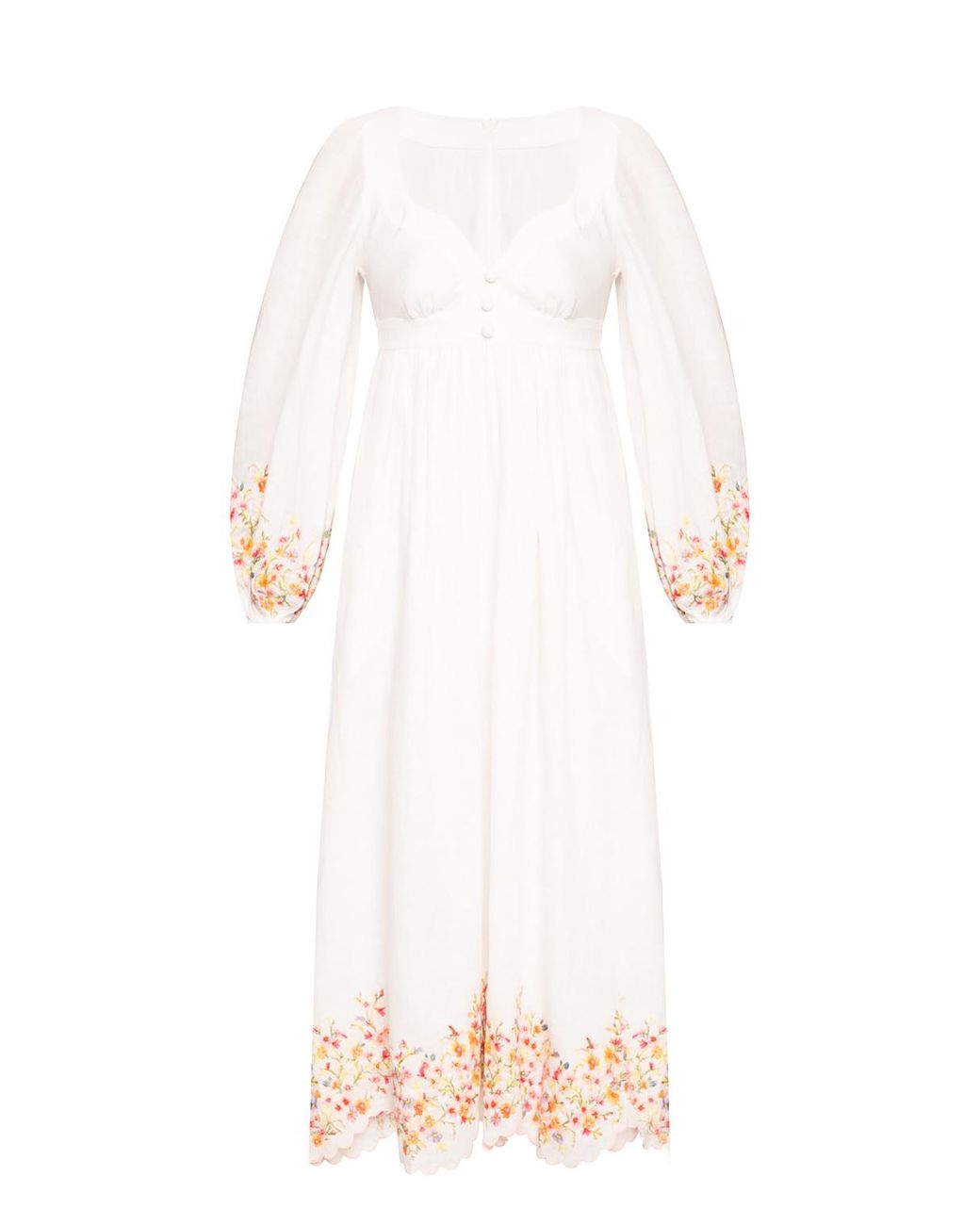 Zimmermann Linen Dress With Puff Sleeves White Lyst