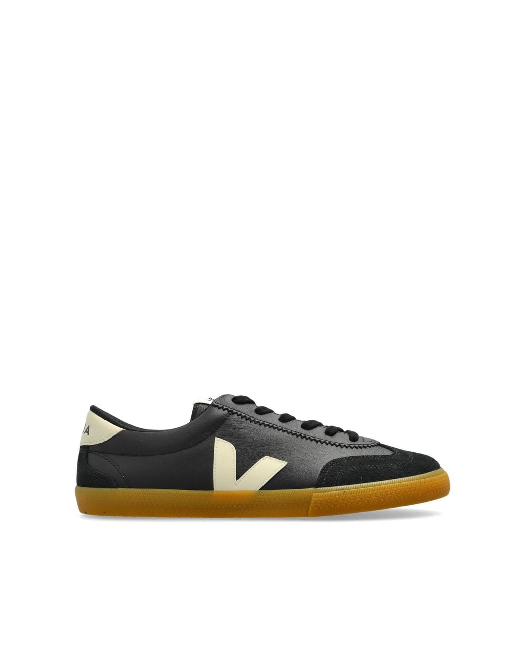 Veja Black Sports Shoes Volley O.T. Leather for men