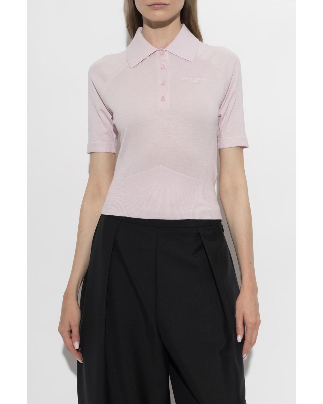 Givenchy Black Cropped Polo With Logo