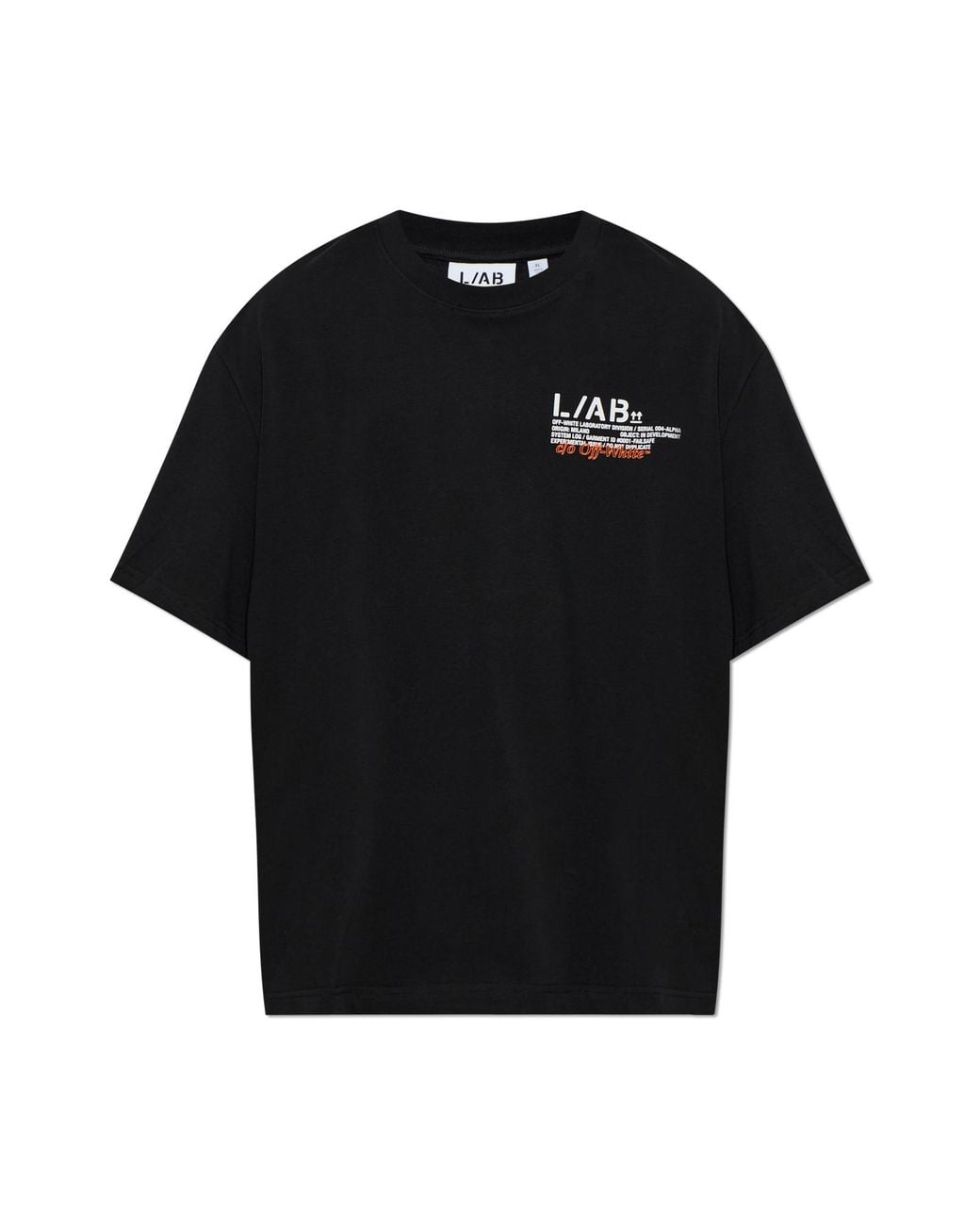 LAB C.O. OFF WHITE Black Ab C/O Off- Logo T-Shirt for men
