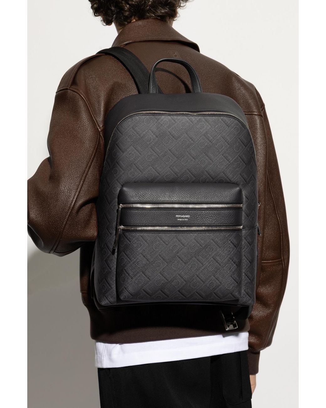 Ferragamo Black Backpack With Monogram for men