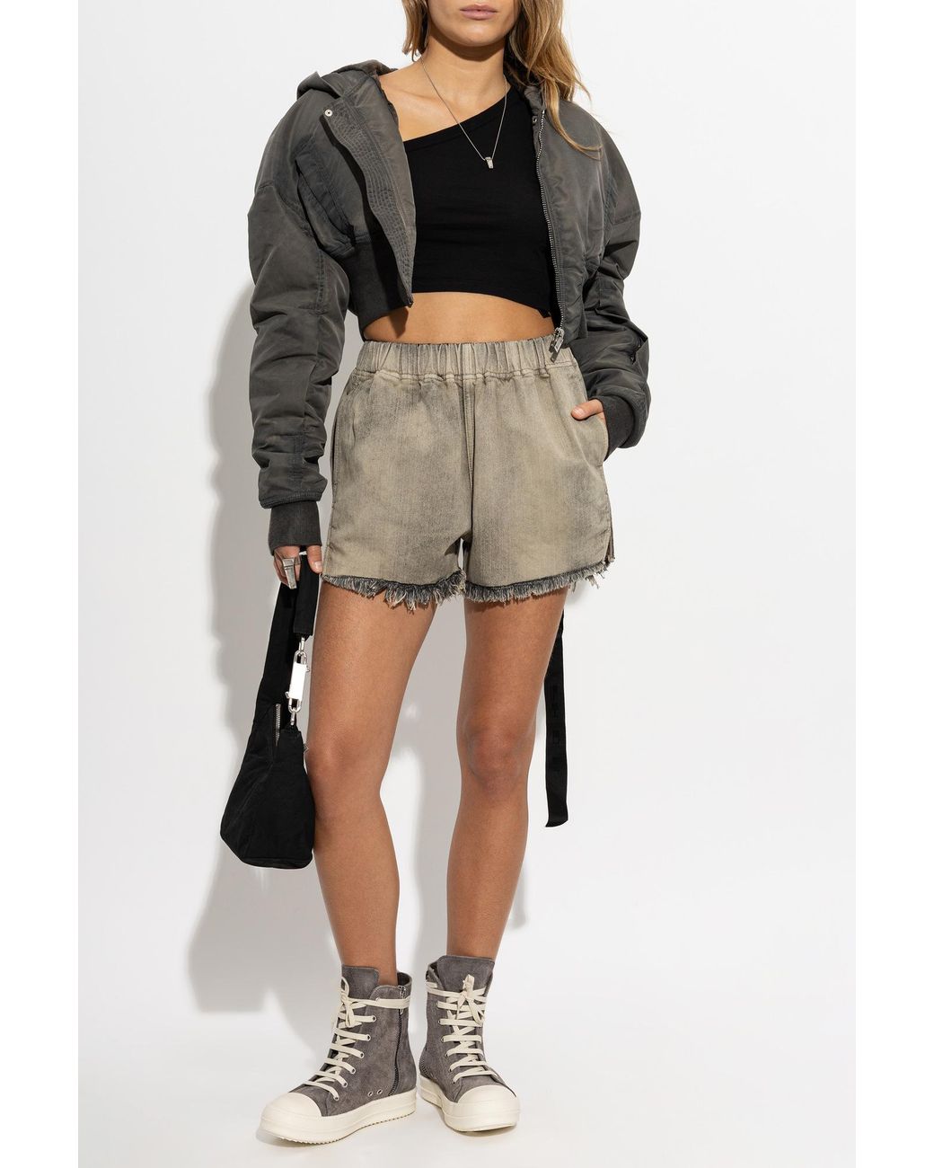 Rick Owens Natural Raw-Edged Shorts