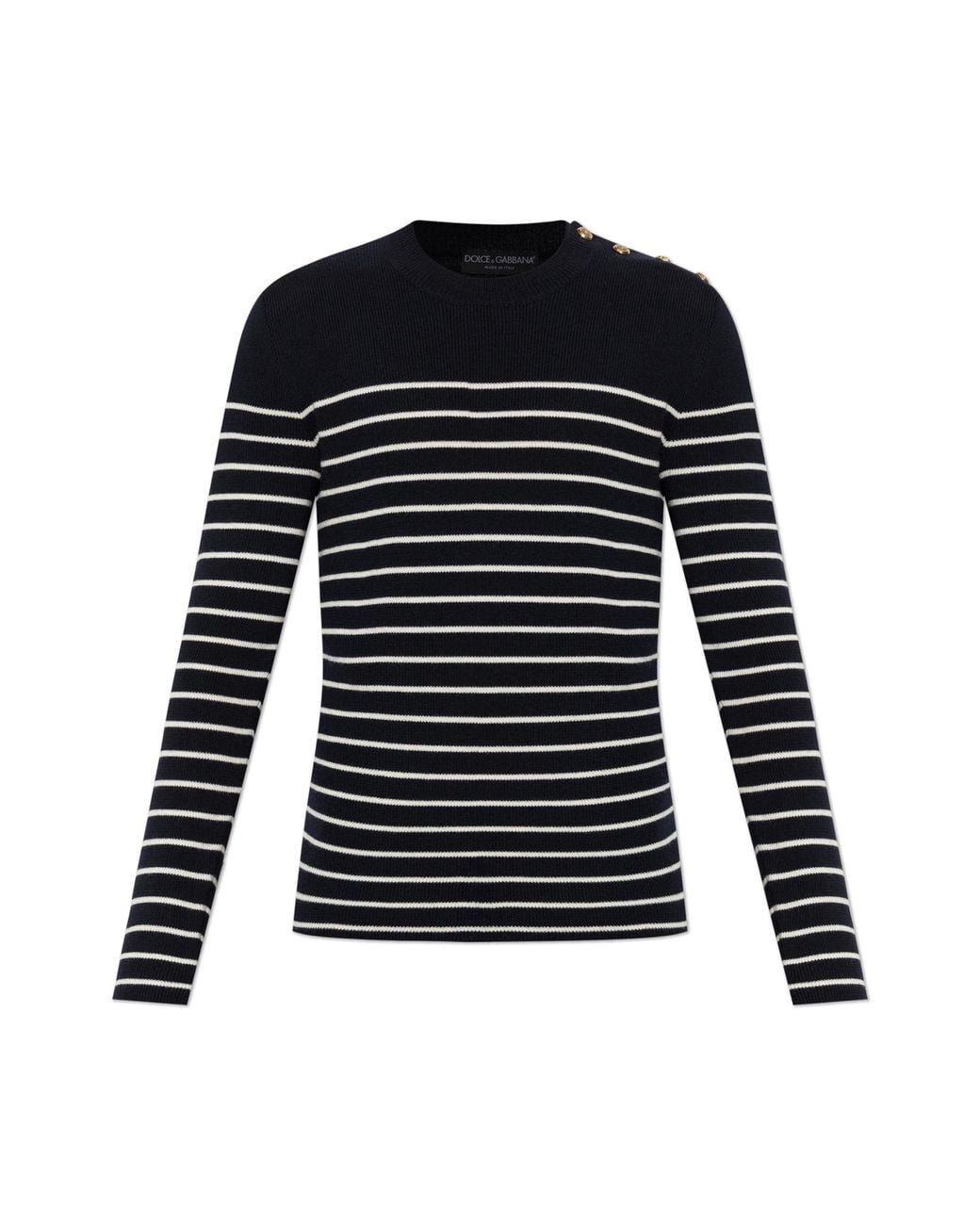 Dolce & Gabbana Black Wool Sweater With Striped Pattern for men