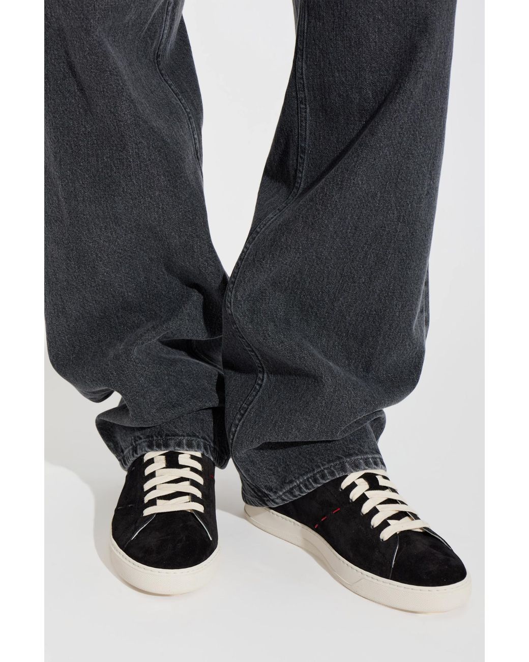 Kiton Black Suede Sports Shoes for men