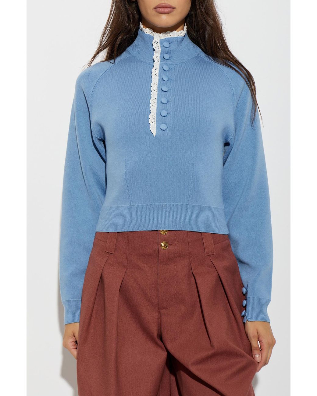 Chloé Blue Wide-Leg Trousers