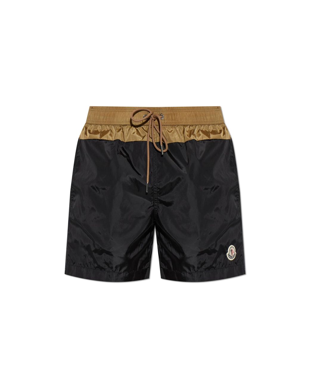 Moncler Black Swim Shorts With Logo Patch for men