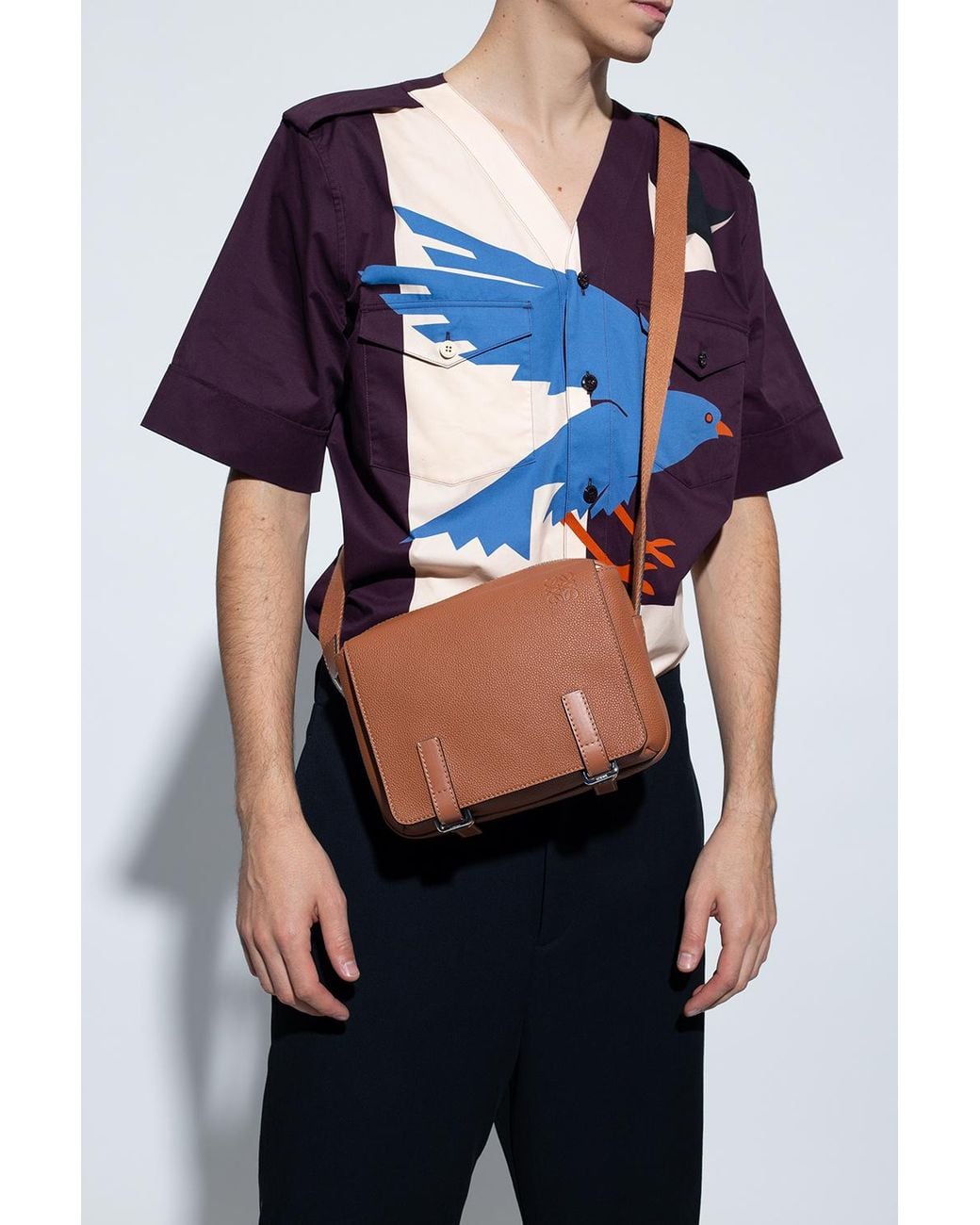 Kenneth And Ralph Model Loewe 'The Military Messenger Xs' Bag in Blue for Men | Lyst