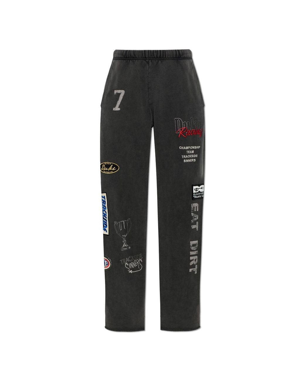 Duke & Dexter Black Track Pants With Patches for men