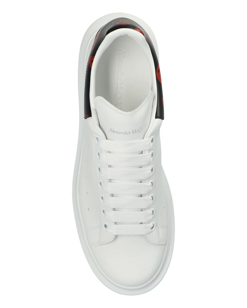 McQueen White Leather Sport Shoes With Logo for men