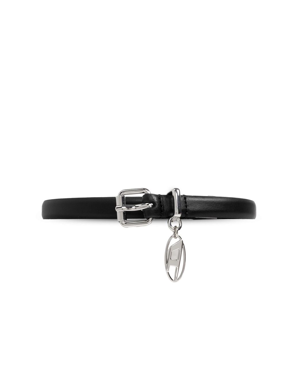 DIESEL Black Leather Belt 'Oval D Logo'