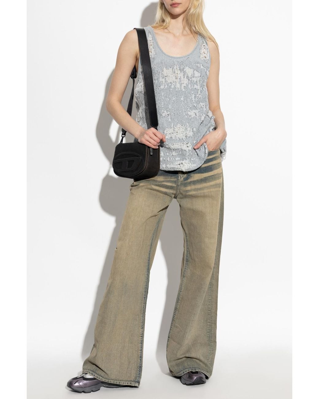 DIESEL Gray Denim Top E-Dalby-Fsg