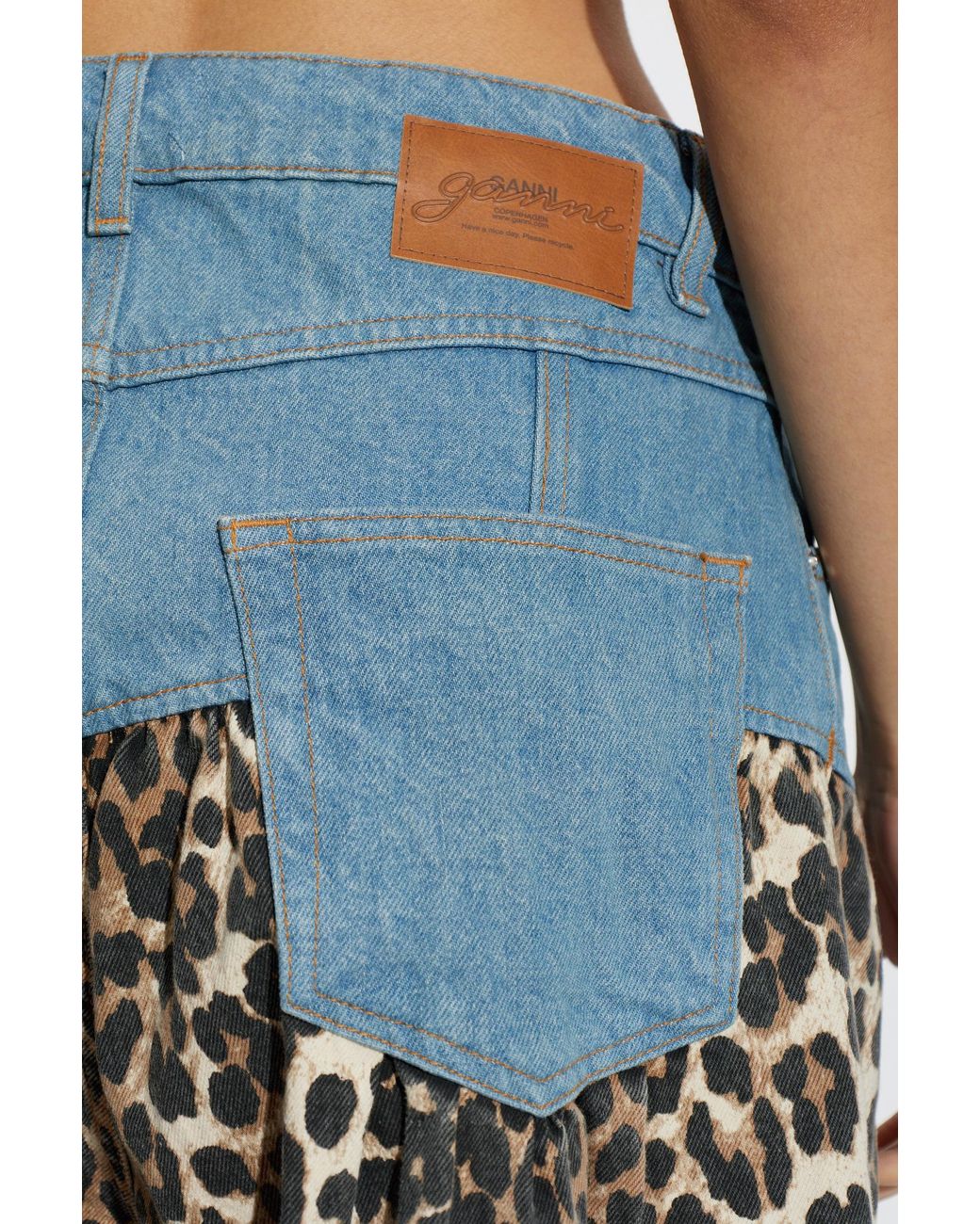 Ganni Gray Jeans With Floral Motif