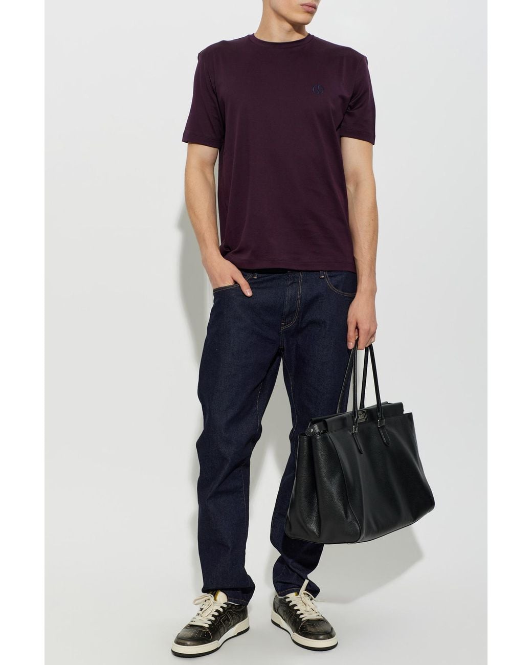 Giorgio Armani Purple Cotton T-Shirt With Logo for men