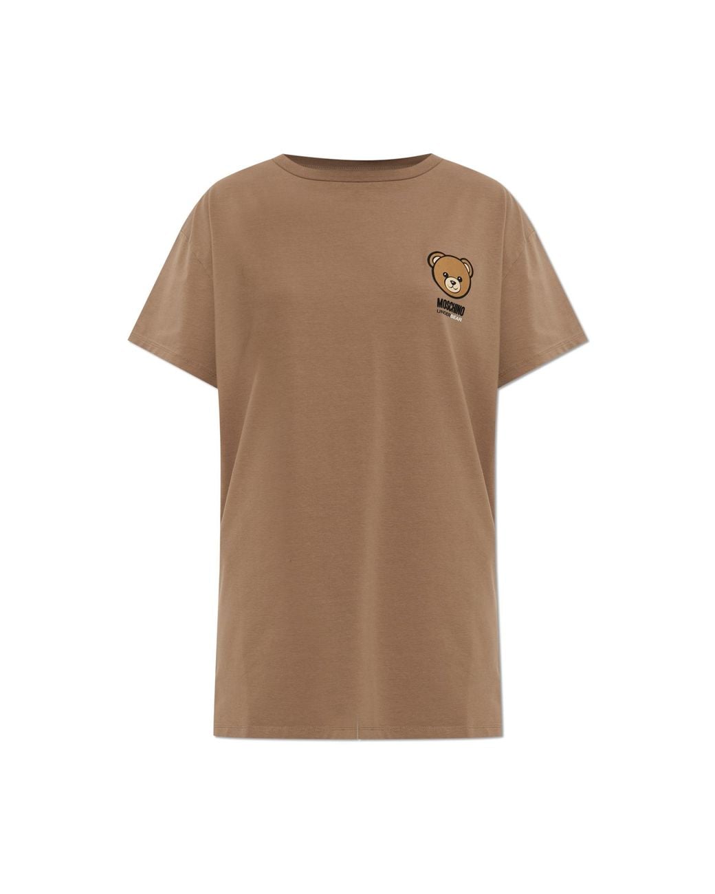 Moschino Brown Oversized T-Shirt With Bear Motif
