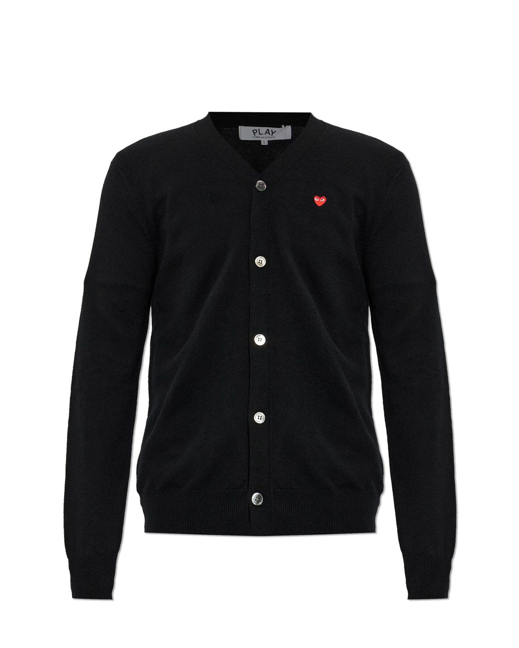 COMME DES GARÇONS PLAY Black Wool Cardigan With Logo Patch for men