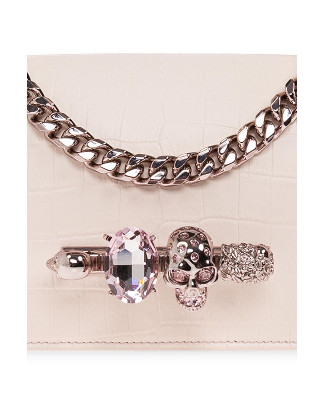 McQueen Pink 'Jewelled' Leather Bag