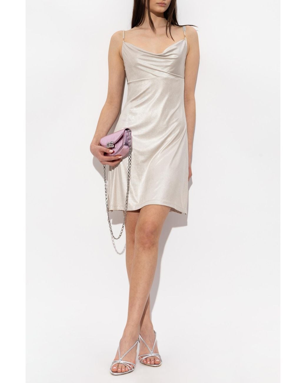 Versace Jeans Couture White Dress With Pearl Straps