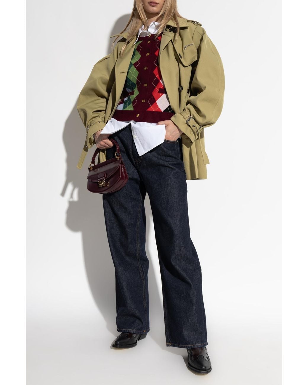 Ganni Red Cardigan With Pockets