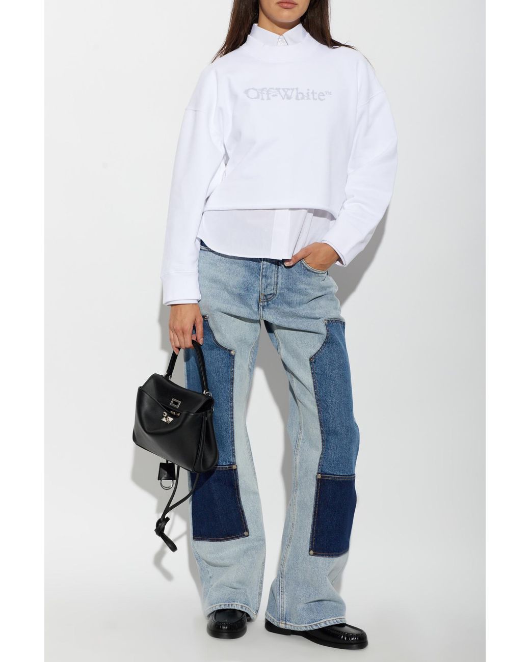 Off-White c/o Virgil Abloh White Cropped Sweatshirt With Raw Hem