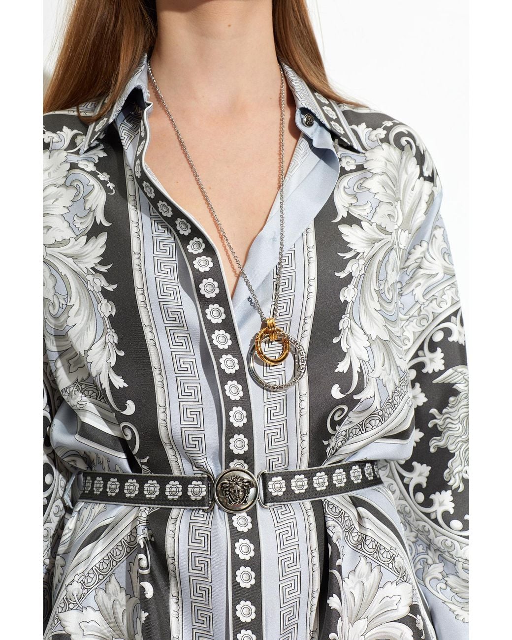 Versace Metallic Brass Necklace With Pendant