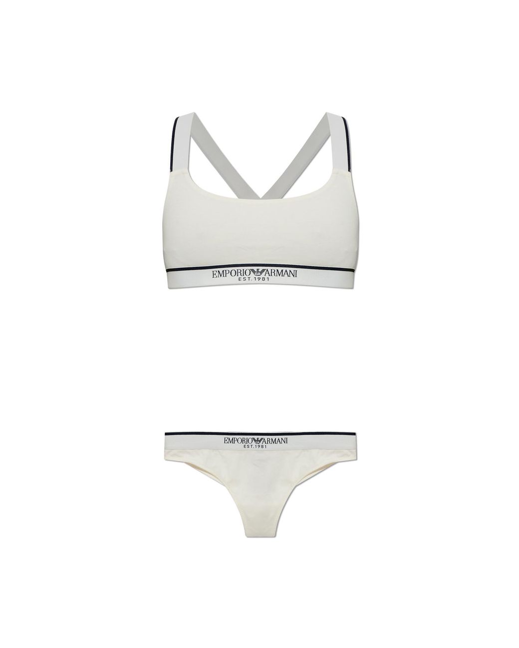 Emporio Armani White Lingerie Set: Top And Briefs