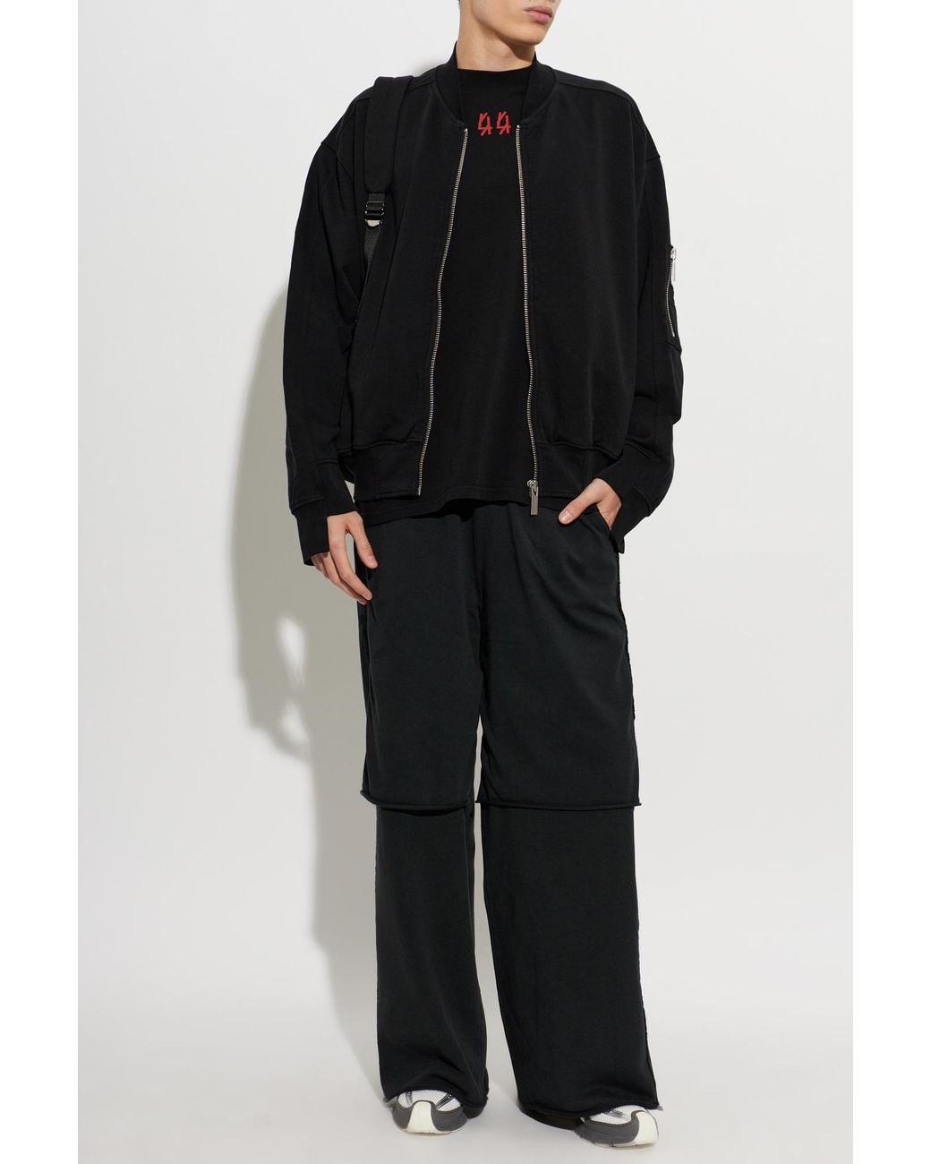 44 Label Group Black Bomber Jacket for men