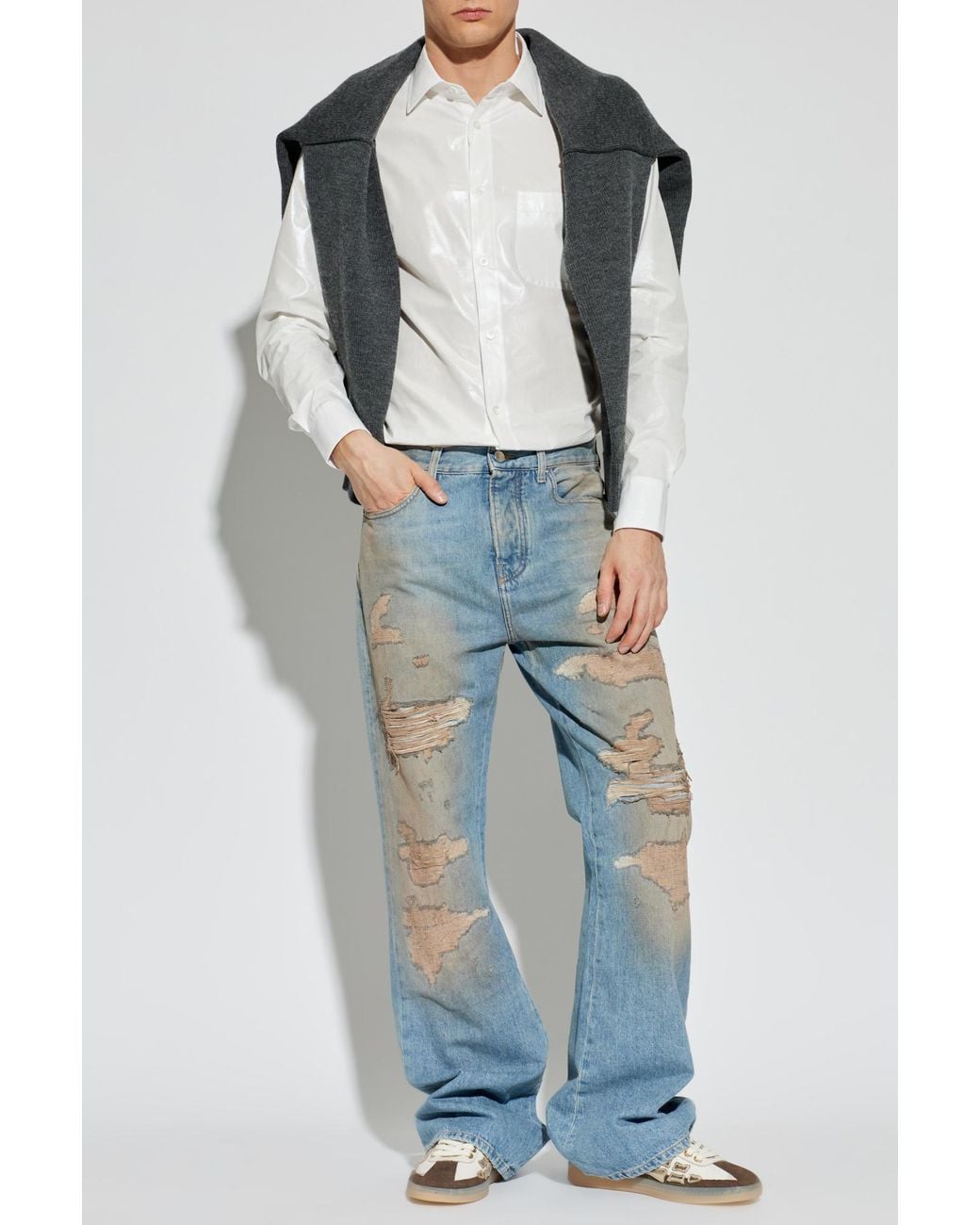 Amiri Blue Jeans With Distressed Details for men