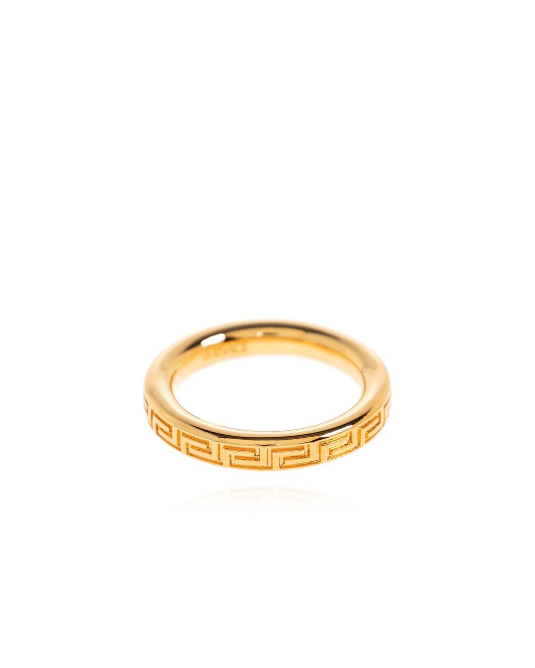 Versace Black Ring With Engraved Pattern
