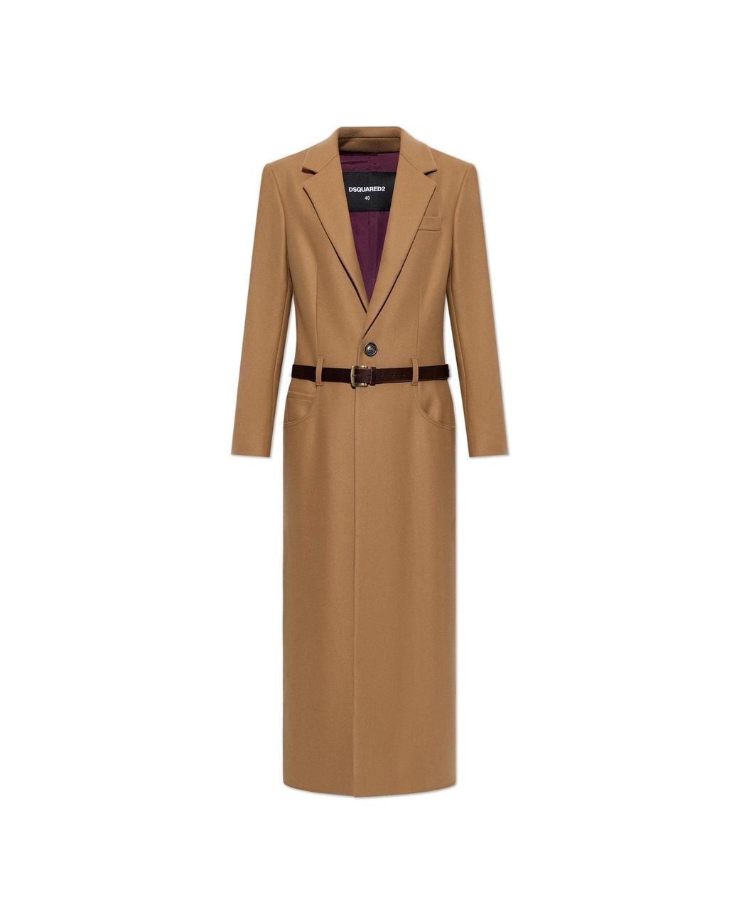 DSquared² White Coat With Leather Belt