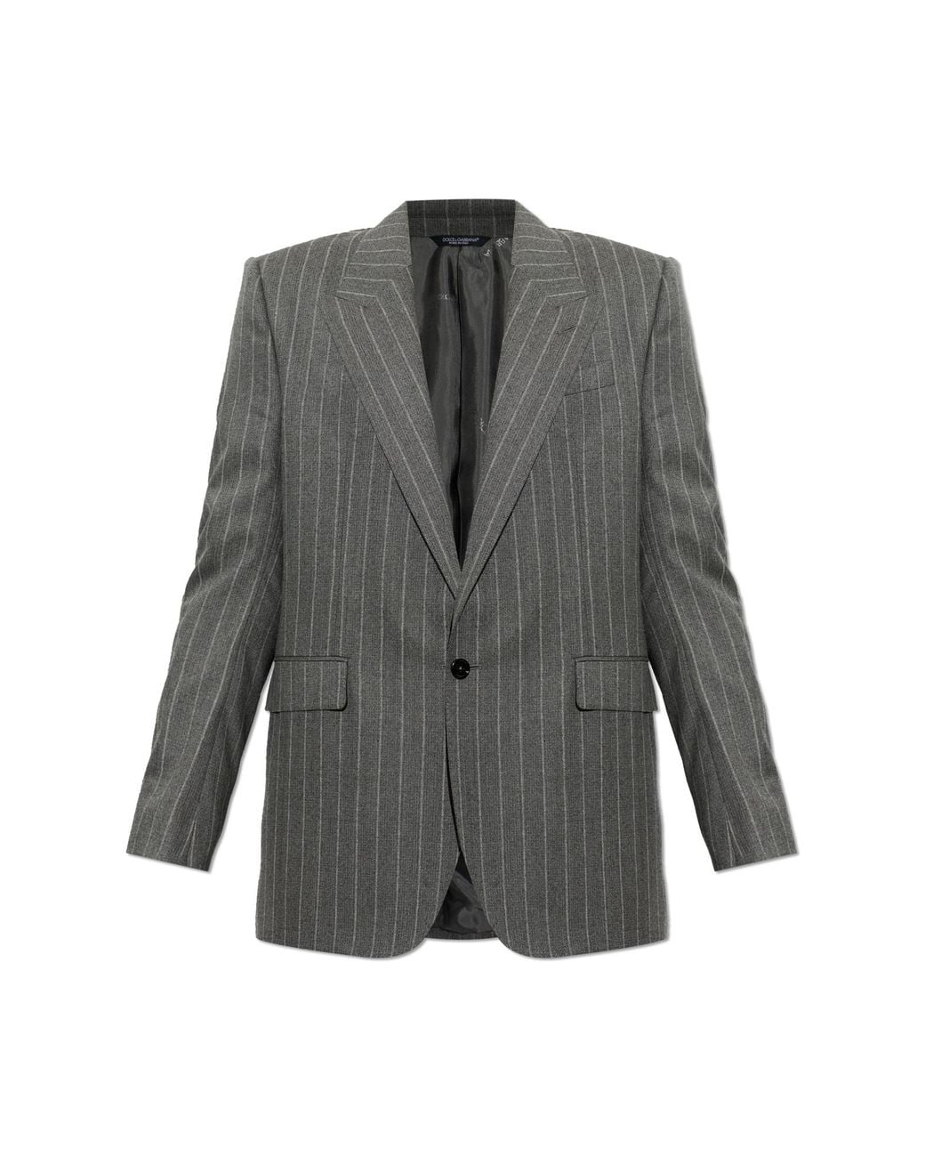 Dolce & Gabbana Gray Wool Blazer With Single Vent for men